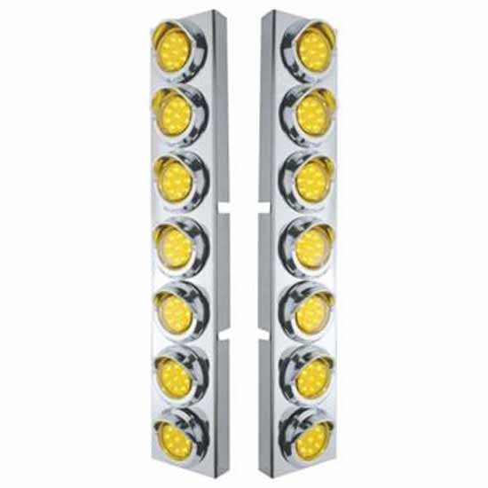 Stainless Steel Front Air Cleaner Bracket W/ 14X 9 LED 2 Inch Flat Style Lights For Kenworth W900L