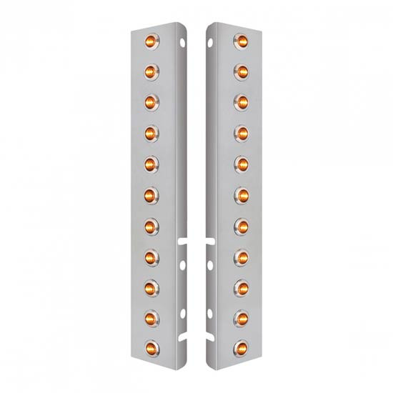 Stainless Steel Front Air Cleaner Panels W/ 22 LED Bulkhead Lights For Peterbilt 378 & 379