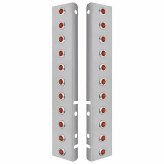 Stainless Steel Front Air Cleaner Bracket W/ 22 X 3 LED Mini Lights & Bezels For Peterbilt 378, 379