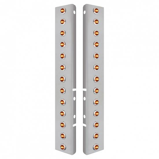 Stainless Steel Front Air Cleaner Panels W/ Bulkhead Lights & Bezels For Peterbilt 378, 379