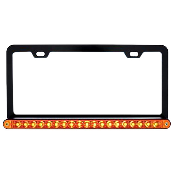 Black License Plate Frame W/19 Led 12 Inch Reflector Light Bar