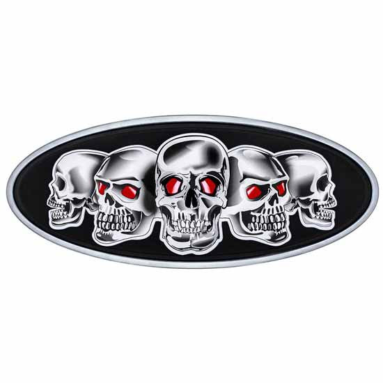 Chrome Die-Cast Skull Emblem - 7 7/8 X 3 1/4 Inch For Peterbilt