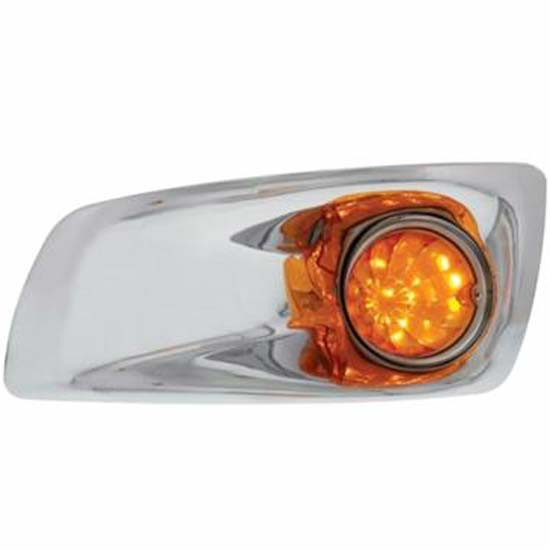 Chrome Plastic Front Bumper Light Bezel W/ 17 Led Watermelon Light For Kenworth T660 2008 - 2017