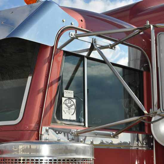 5 Inch Stainless Steel Window Trim Chops For Peterbilt 357, 378 & 379 W/ Door Mounted Mirrors
