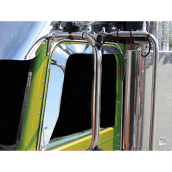BESTfit Stainless Steel Window Deflectors For Peterbilt With Cab Mounted Mirrors