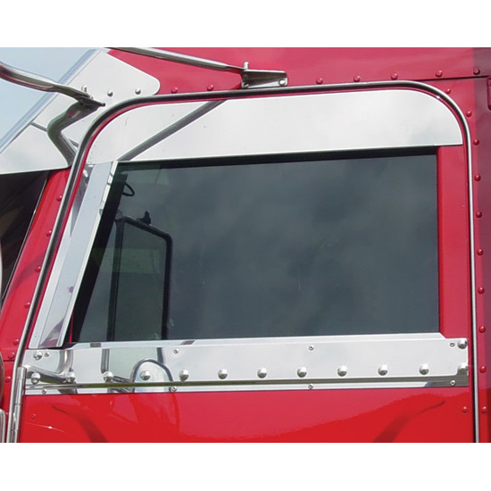 5 Inch Stainless Steel Window Chop Top For Peterbilt 379, 378, 389, 388 W/ Cab Mounted Mirrors