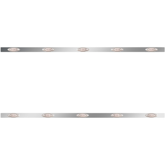 86 Inch Stainless Steel Sleeper Panels W/ 10 P1 Amber/Clear LEDs, 14 Inch Spacing For Kenworth T800 W900 Aerocab