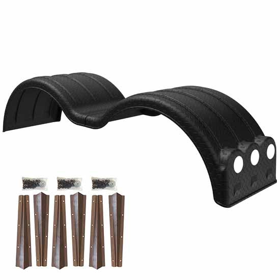 Minimizer Diamond Plate Black Poly Min1354 Tandem Axle Fender Kit W/ Light Box, Steel Mounting Brackets For A Tandem Axle Tractor Or Trailer With 53 Inch Axle Spread