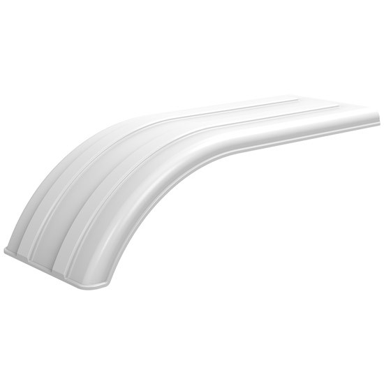 Minimizer White Poly 49 Inch Super Single Fender 19.5 Inch Width, 12 Inch Drop For 22.5 Or 24.5 Inch Wide Base Tires