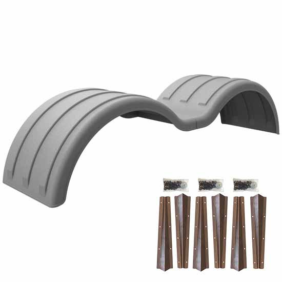 Minimizer Galvanized Poly Min1354 Tandem Axle Fender Kit W/ Steel Mounting Brackets For A Tandem Axle Tractor Or Trailer With 53 Inch Axle Spread