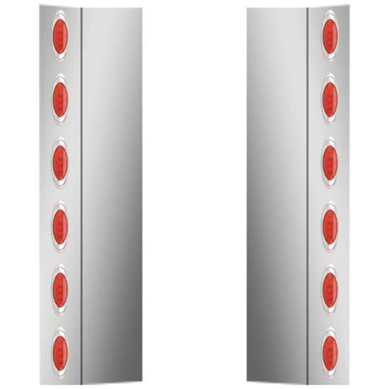 Rear Fairings W/ 12 P1 Red/Red LEDs For Peterbilt 357, 365, 367, 378, 379, 388, 389 Ultra Sleeper