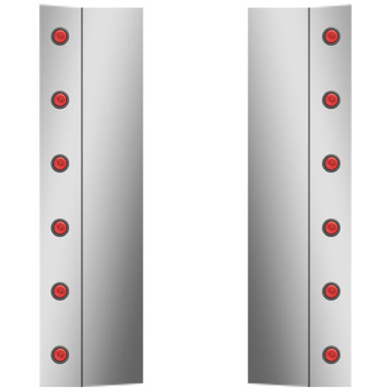 Rear Fairings W/ 12 - 2 Inch Red/Red LEDs For Peterbilt 357, 365, 367, 378, 379, 388, 389 Ultra Sleeper