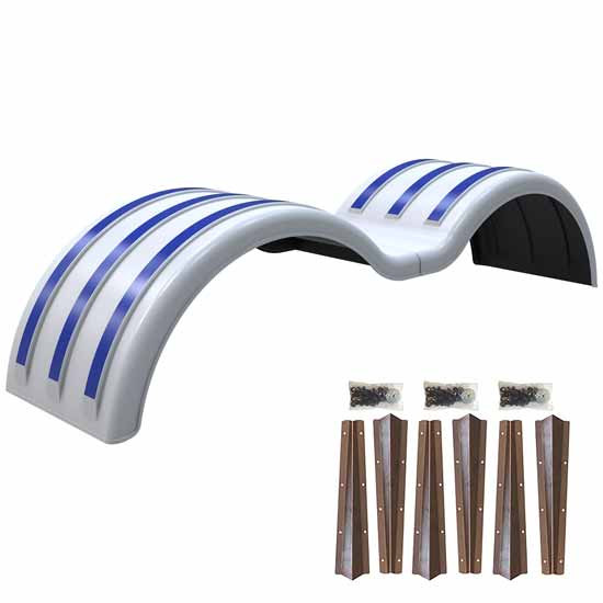 Minimizer Paintable Poly Min1354 Tandem Axle Fender Kit W/ Steel Mounting Brackets For A Tandem Axle Tractor Or Trailer With 53 Inch Axle Spread