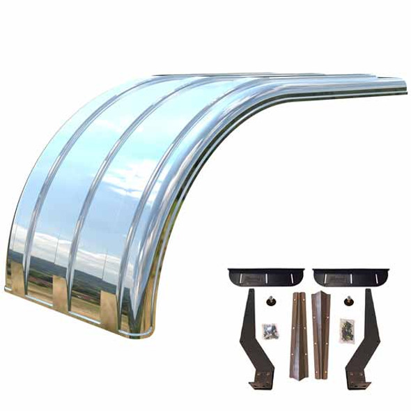 The Brute Mirror Finish Poly Half Fender Kit W/ Steel Mounting Bracket For Tandem Axle Tractor & Trailer As Half Fender, By Minimizer