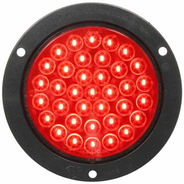 36 Diode 4 Inch Rnd Red Stop, Turn, Tail Light, Flange Mount