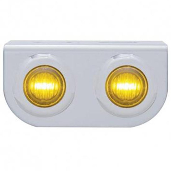 Stainless Light Bracket W/ Two 3 LED Mini Lights - Amber LED/ Amber Lens