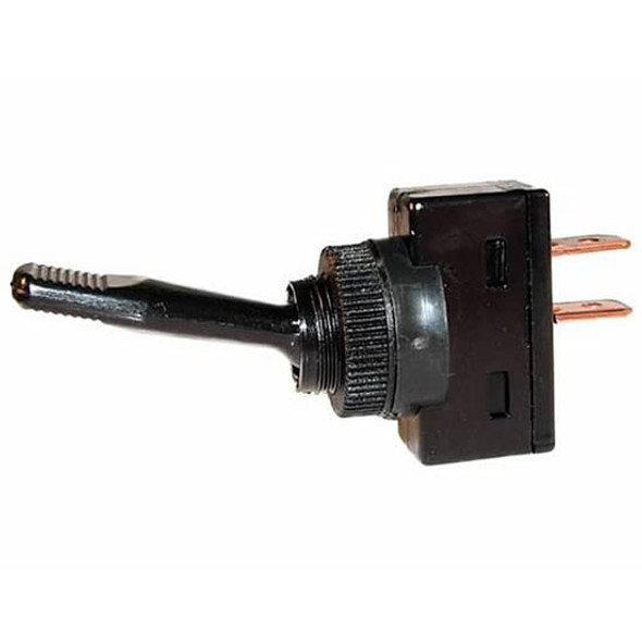 Black Non-Illuminated Momentary Toggle Switch, 20A At 12V, 2 Terminals W/ .250 Tabs For 1/2 Inch Hole Black Non-Illuminated Momentary Toggle Switch, 20A At 12V, 2 Terminals W/ .250 Tabs For 1/2 Inch Hole