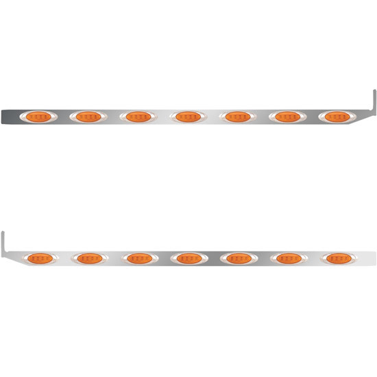 2.5 X 72 Inch Sleeper Panel W/ 7 P1 Amber/Amber LED Lights For Peterbilt 567, 579 W/ Extenders - Pair