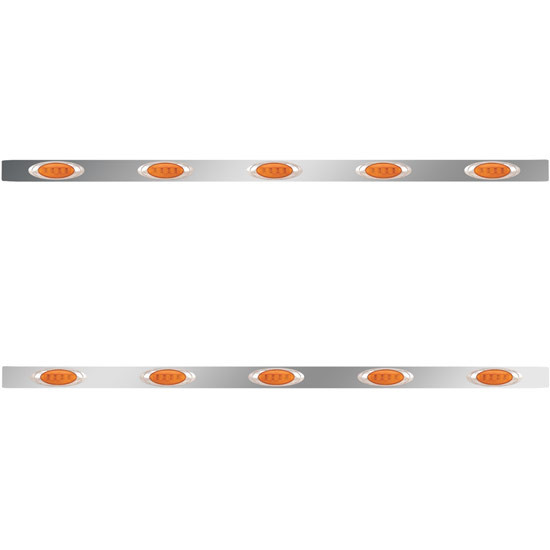 2.5 X 72 Inch Sleeper Panel W/ 5 P1 Amber/Amber LED Lights For Peterbilt 567, 579 - Pair