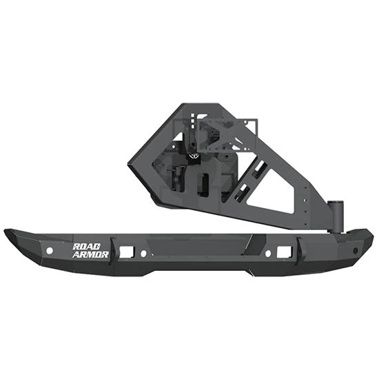 Road Armor Stealth Rear Bumper Mid Width W/ Tire Carrier Assembly And W/Out Sensor Cutouts For Jeep Wrangler
