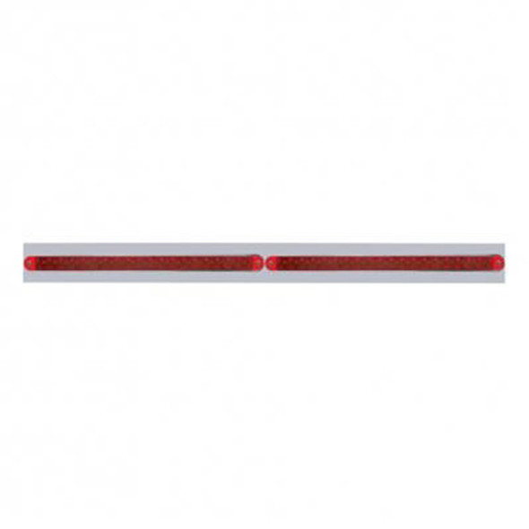 Chrome Top Mud Flap Plate W/ Two 19 LED 12 Inch Reflector Light Bars Red LED