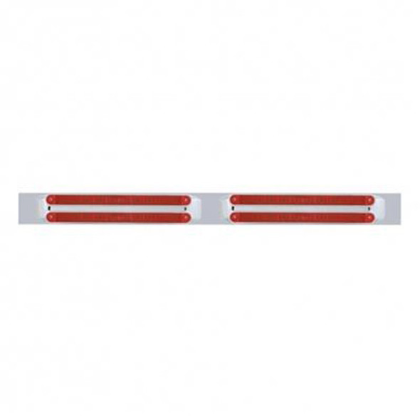 Chrome Top Mud Flap Plate W/ Four 10 LED 9 Inch Light Bars Red LED