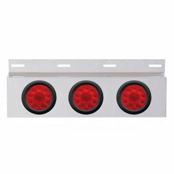 Stainless Top Mud Flap Plate With Three 10 LED 4 Inch Lights And Grommets