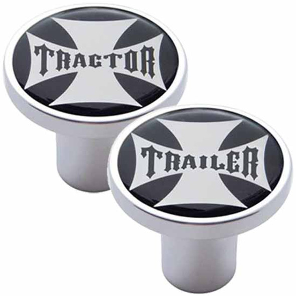 Chrome Air Valve Knob W/ Maltese Cross Sticker, Pin Mount