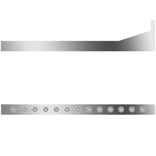 3 X 70 Inch Stainless Steel Sleeper Panel W/ 13 - 3/4 Inch Amber/Clear Lights For Peterbilt 388, 389 - Pair