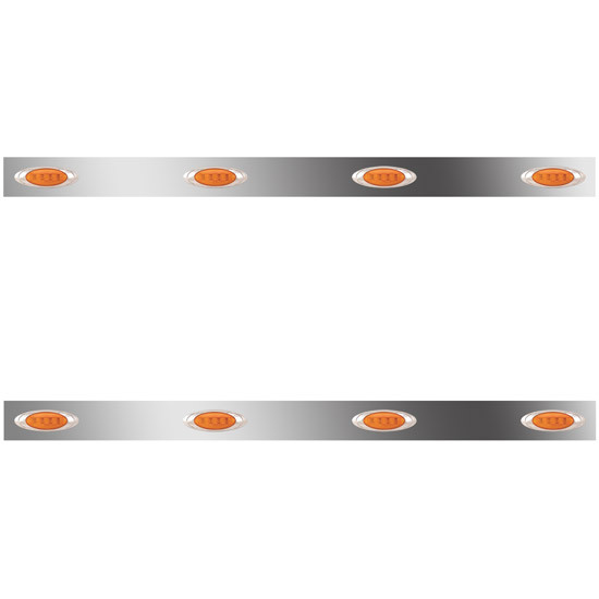 3 Inch Stainless Steel Sleeper Panel W/ 4 P1 Amber/Clear LED Lights For Peterbilt - Pair