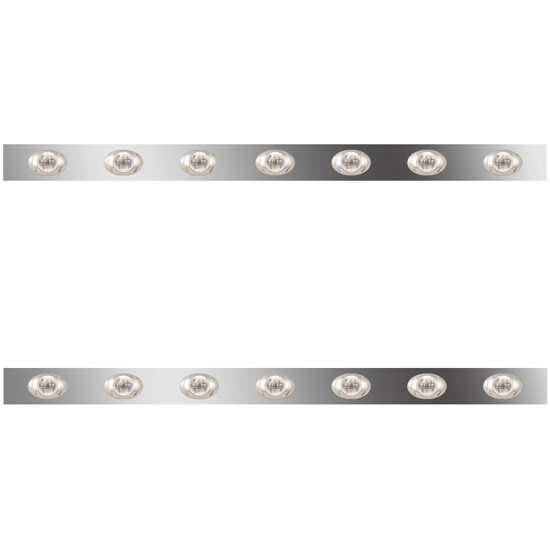 4 Inch SS Sleeper Panels W/ 14 Amber/Clear P3 LEDs For Peterbilt W/ 48/58 Inch Unibilt Sleeper