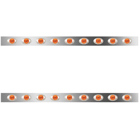 4 Inch SS Sleeper Panels W/ 18 Amber/Amber P3 LEDs For Peterbilt W/ 63/72 Inch Unibilt Sleeper