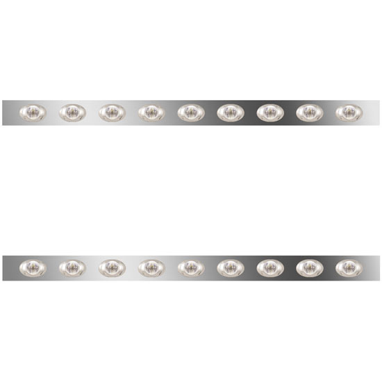 4 Inch SS Sleeper Panels W/ 18 Amber/Clear P3 LEDs For Peterbilt W/ 63/72 Inch Unibilt Sleeper
