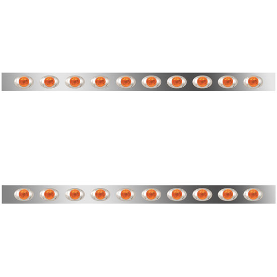 4 Inch SS Sleeper Panels W/ 20 Amber/Amber P3 LEDs For Peterbilt W/ 63/72 Inch Unibilt Sleeper