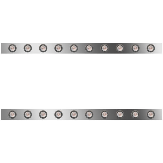 4 Inch SS Sleeper Panels W/ 20 Amber/Clear 2 Inch LEDs For Peterbilt W/ 63/72 Inch Unibilt Sleeper
