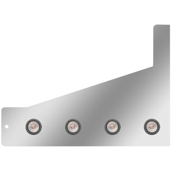 4 Inch SS Sleeper Extensions With 8 - 2 Inch Round Amber/Clear LEDs For Peterbilt With 36/44/63/72 Inch Unibilt Sleeper