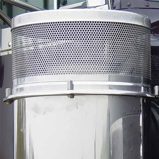 Roadworks 430 Stainless Steel Punched Breather Screen W/ Hole Shape Options For Peterbilt W/ 15 Inch Standard Donaldson