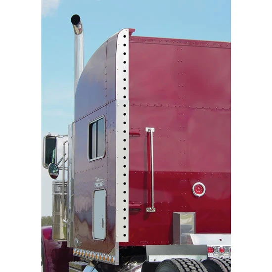 Roadworks Stainless Steel Sleeper Extension Upright 4 Piece Kit W/ 24 - 3/4 Inch Light Holes For Peterbilt 389