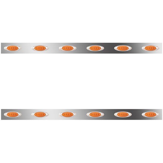 2.5 Inch Stainless Sleeper Panels W/ 12 P1 LED Lights For Peterbilt 386 W/ 70 Inch Sleeper, Rear Mount Exhaust