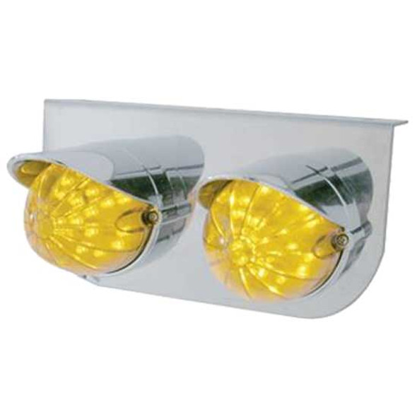 Stainless Steel Light Bracket W/ Two 19 LED Watermelon Marker/Auxiliary Lights & Visor