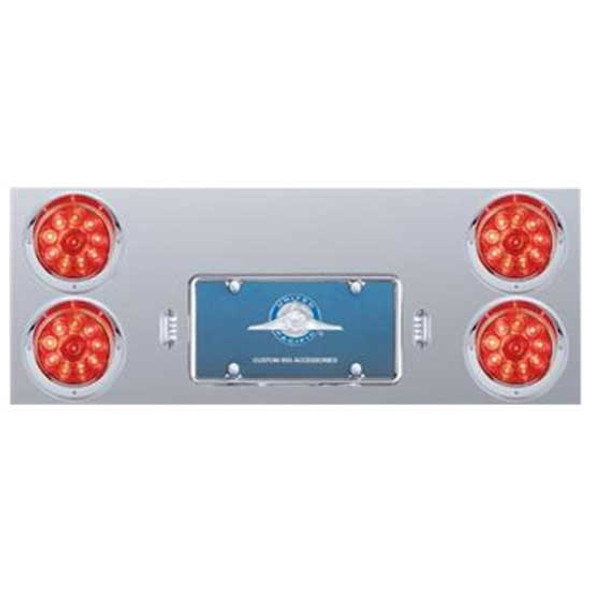 33.75 Inch SS Rear Center Panel W/ Chrome License Frame, Four 10 LED Lights & Bezel Option