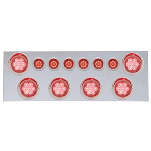 33.75 Inch SS Rear Center Panel W/ Six 4 Inch 7 LED Reflector Lights, Six 2 Inch 9 LED Flat Style Lights With Bezel Options 33.75 Inch SS Rear Center Panel W/ Six 4 Inch 7 LED Reflector Lights, Six 2 Inch 9 LED Flat Style Lights With Bezel Options