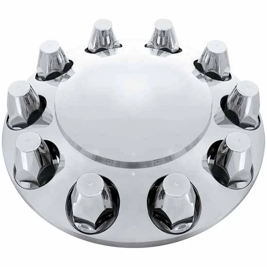 Chrome Plastic Dome Front Axle Cover W/ 33 MM Push On Nut Covers