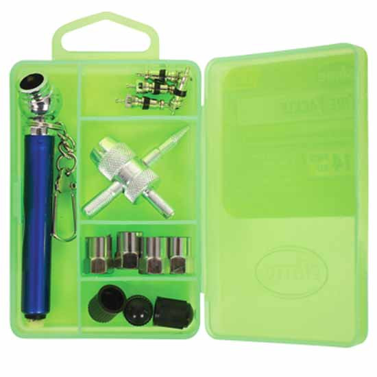 Tire Tackle Repair Kit, 14 Piece W/ 4 Way Tool, Valve Cores & Caps