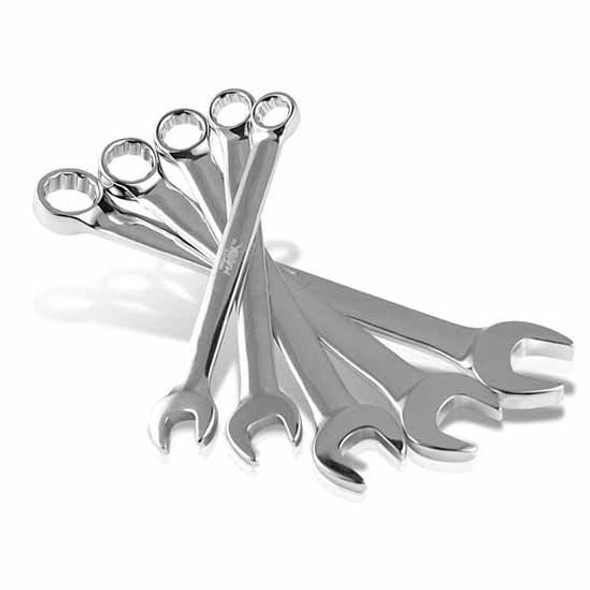 Metric Or SAE Chrome Plated Steel Combination Wrench Set, 5 Piece Set Metric Or SAE Chrome Plated Steel Combination Wrench Set, 5 Piece Set