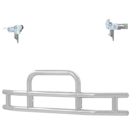 14 Gauge Tuff Guard Grille Guard W/ Mag Latch Mount Kit & 25 Degree Break Back Ends For Volvo VNL Gen III, VNR, Excluding Fog Lights