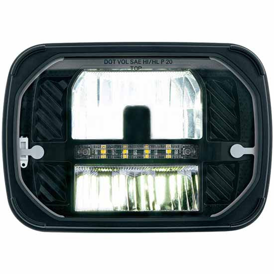 5 Inch Ultralit Heated LED Rectangular Headlight W/ White Position Light