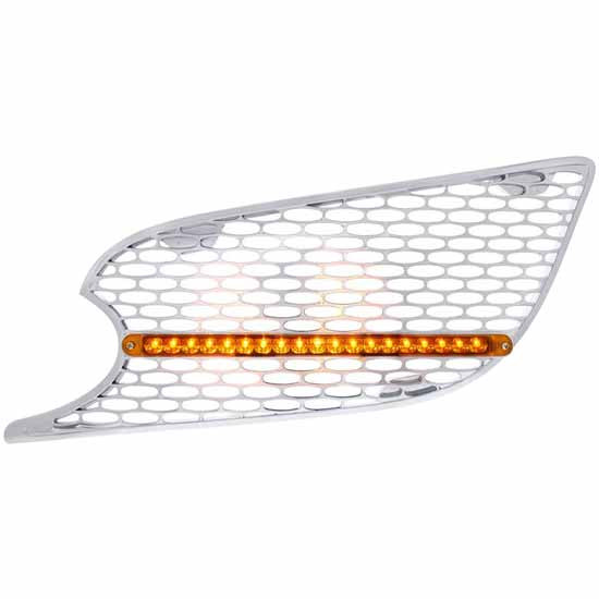 Chrome Plastic Air Intake Grill W/ Amber Light Bar For Peterbilt 579