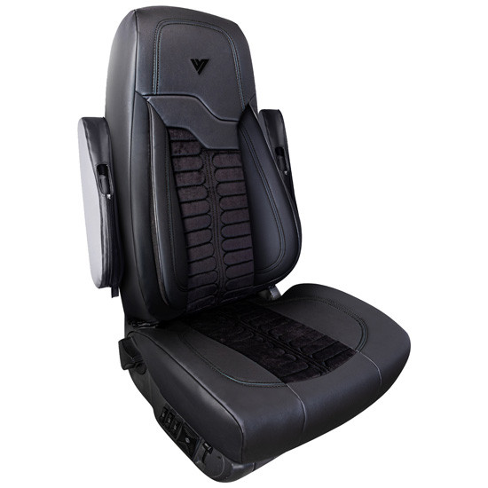 Low Back Faux Leather Seat Cover, 31 Inch W/ Back Pocket Sleeve And Black Stitching For Freightliner Cascadia