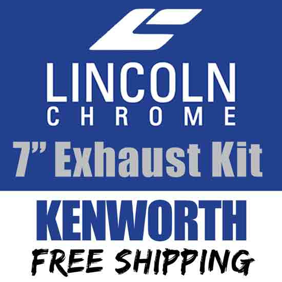 Lincoln Chrome 7 Inch Exhaust Kit, 1 Pc W/Long Drop Elbows For Kenworth W900L 2011-2017 With DPF